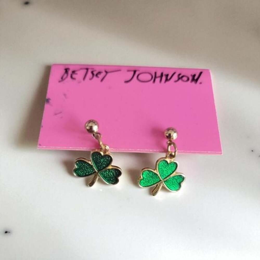 Betsey Johnson Emerald Clover Earrings